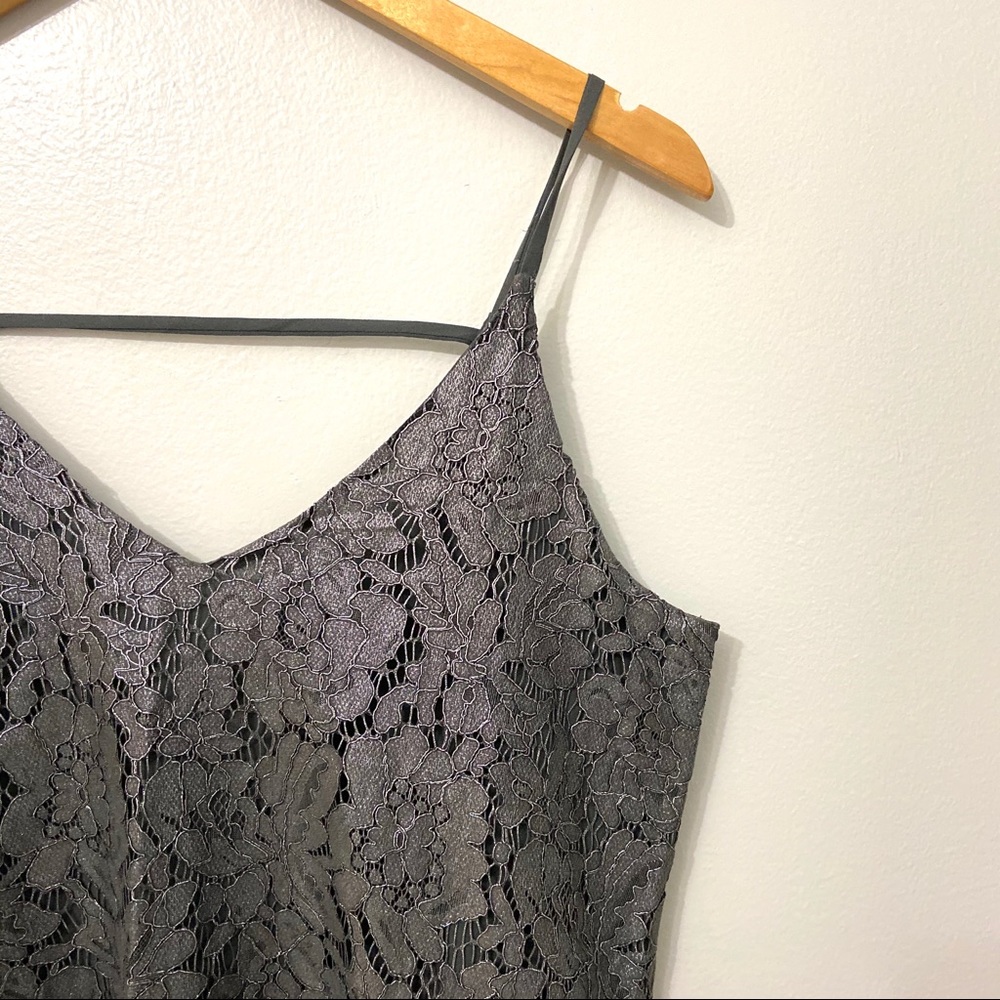 Chaser Gray Metallic Lace Cocktail Dress Size M - Picture 8 of 8